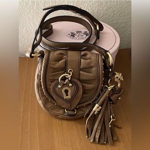 Juicy Couture Vintage Brown Leather Mini Purse Bag Charms
